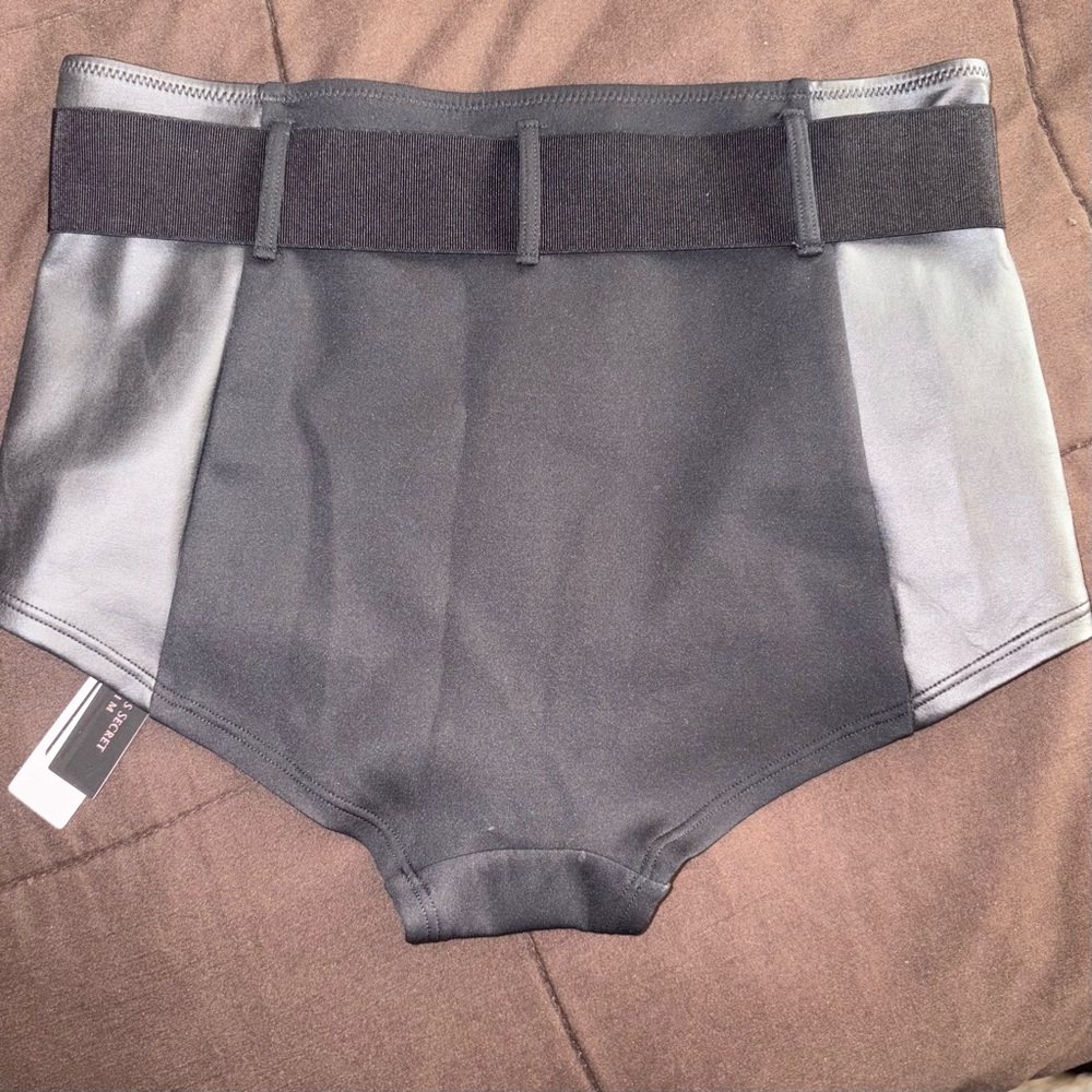 NWT Victoria’s Secret Black Faux Leather Boyshort Bikini Bottom - Picture 8 of 11